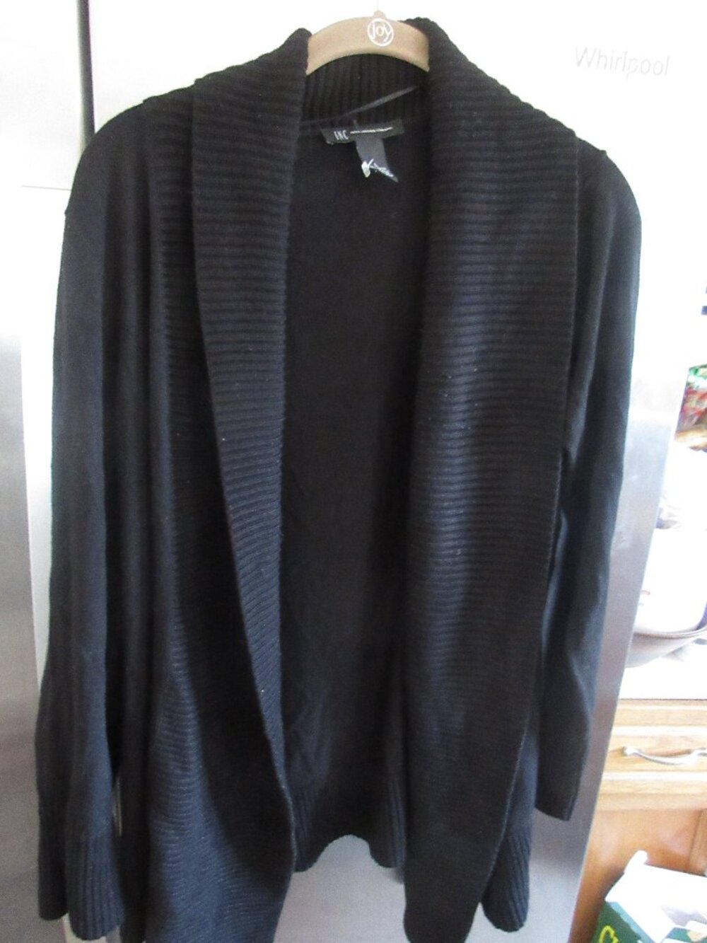 I.N.C  modern black shawl collar Cardigan L